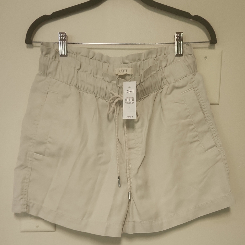 LOFT Cream High Waist Shorts
